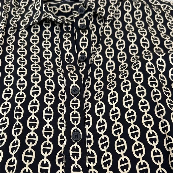 J.Crew Amelia Popover Shirtdress Chain Print Black Gold | NWOT | Size S - Picture 7 of 13